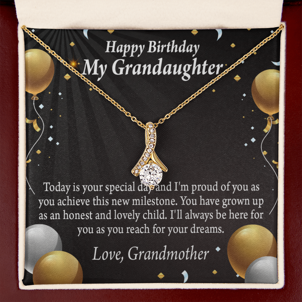 To My Granddaughter Birthday Card For Granddaughter Alluring Ribbon Necklace Message Card-Express Your Love Gifts