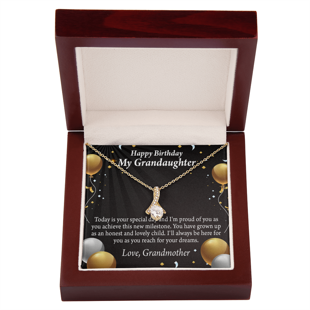 To My Granddaughter Birthday Card For Granddaughter Alluring Ribbon Necklace Message Card-Express Your Love Gifts