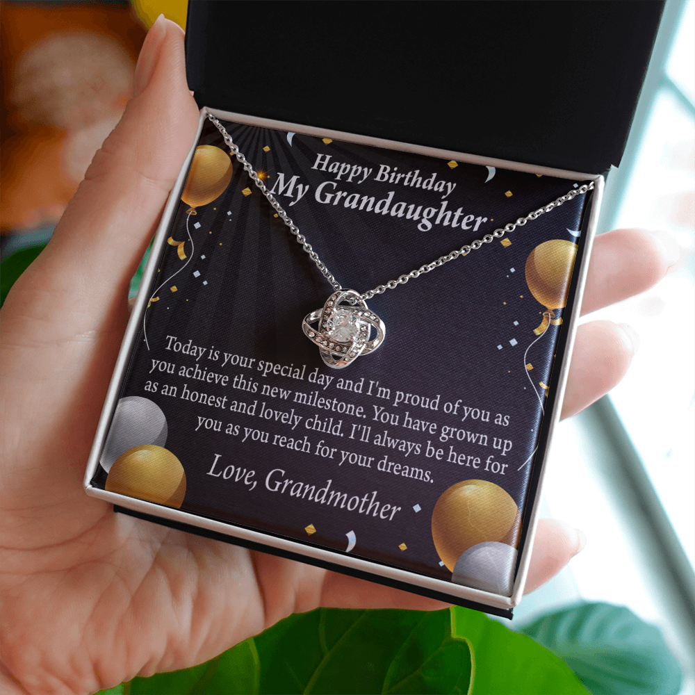 To My Granddaughter Birthday Card For Granddaughter From Grandma Infinity Knot Necklace Message Card-Express Your Love Gifts