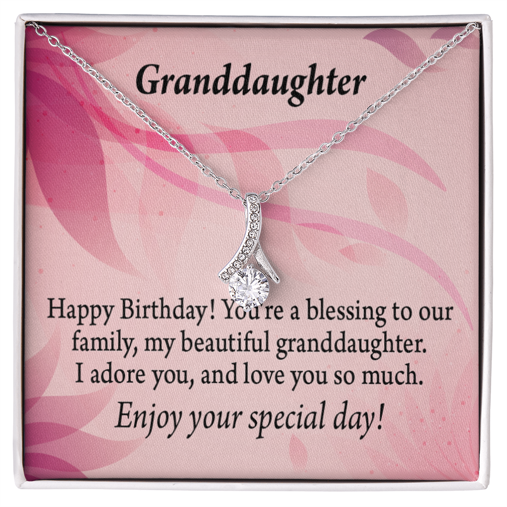 To My Granddaughter Birthday Granddaughter Alluring Ribbon Necklace Message Card-Express Your Love Gifts
