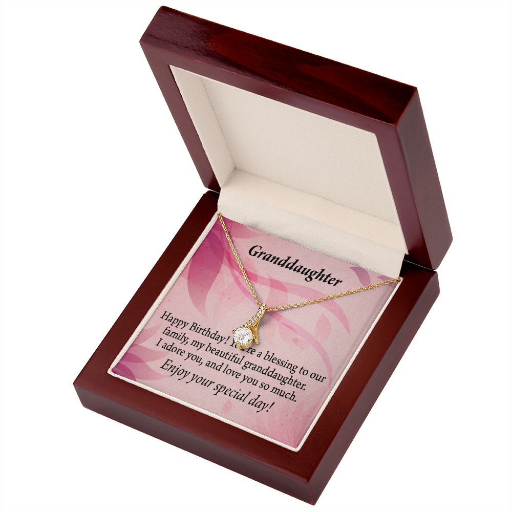 To My Granddaughter Birthday Granddaughter Alluring Ribbon Necklace Message Card-Express Your Love Gifts