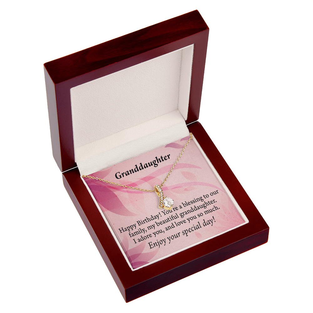 To My Granddaughter Birthday Granddaughter Alluring Ribbon Necklace Message Card-Express Your Love Gifts