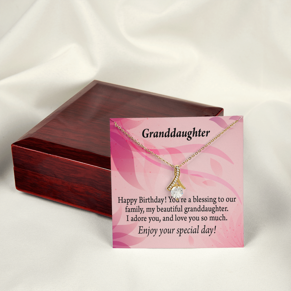 To My Granddaughter Birthday Granddaughter Alluring Ribbon Necklace Message Card-Express Your Love Gifts