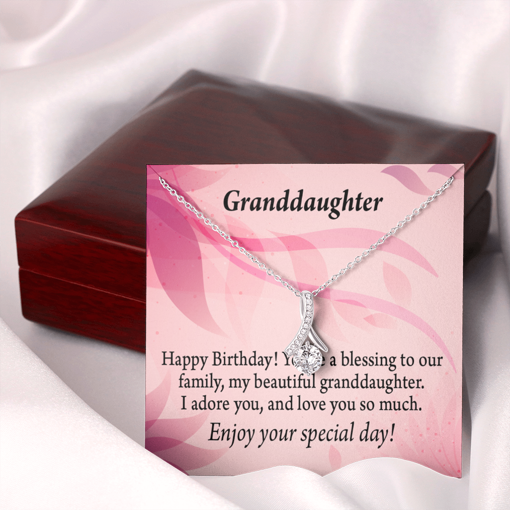 To My Granddaughter Birthday Granddaughter Alluring Ribbon Necklace Message Card-Express Your Love Gifts