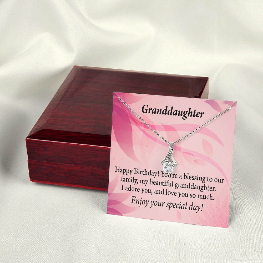 To My Granddaughter Birthday Granddaughter Alluring Ribbon Necklace Message Card-Express Your Love Gifts