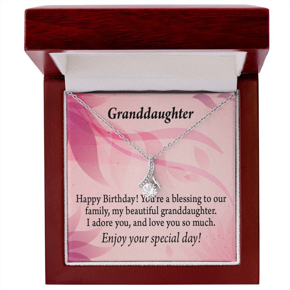 To My Granddaughter Birthday Granddaughter Alluring Ribbon Necklace Message Card-Express Your Love Gifts