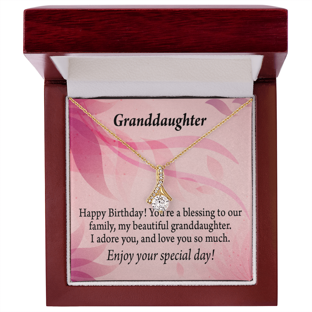 To My Granddaughter Birthday Granddaughter Alluring Ribbon Necklace Message Card-Express Your Love Gifts