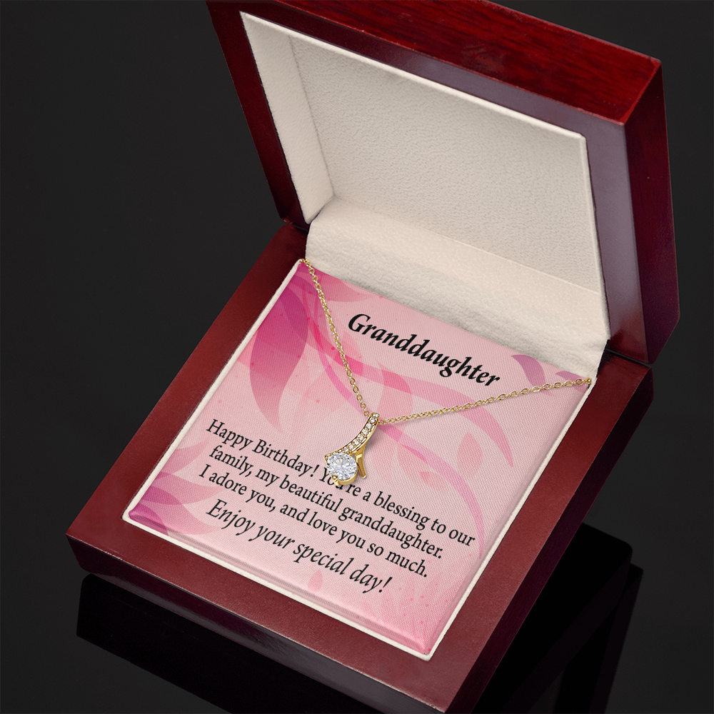 To My Granddaughter Birthday Granddaughter Alluring Ribbon Necklace Message Card-Express Your Love Gifts