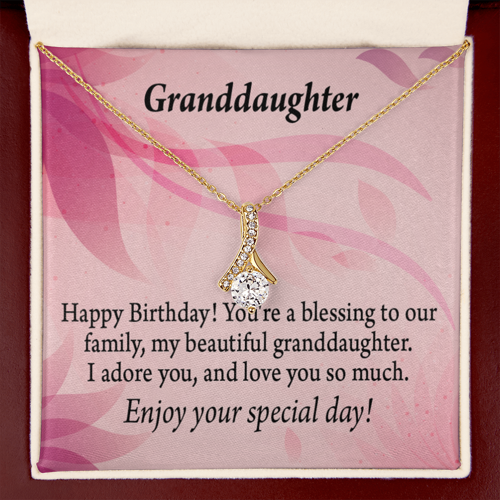 To My Granddaughter Birthday Granddaughter Alluring Ribbon Necklace Message Card-Express Your Love Gifts
