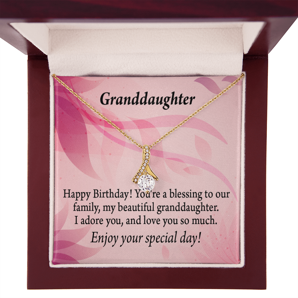 To My Granddaughter Birthday Granddaughter Alluring Ribbon Necklace Message Card-Express Your Love Gifts