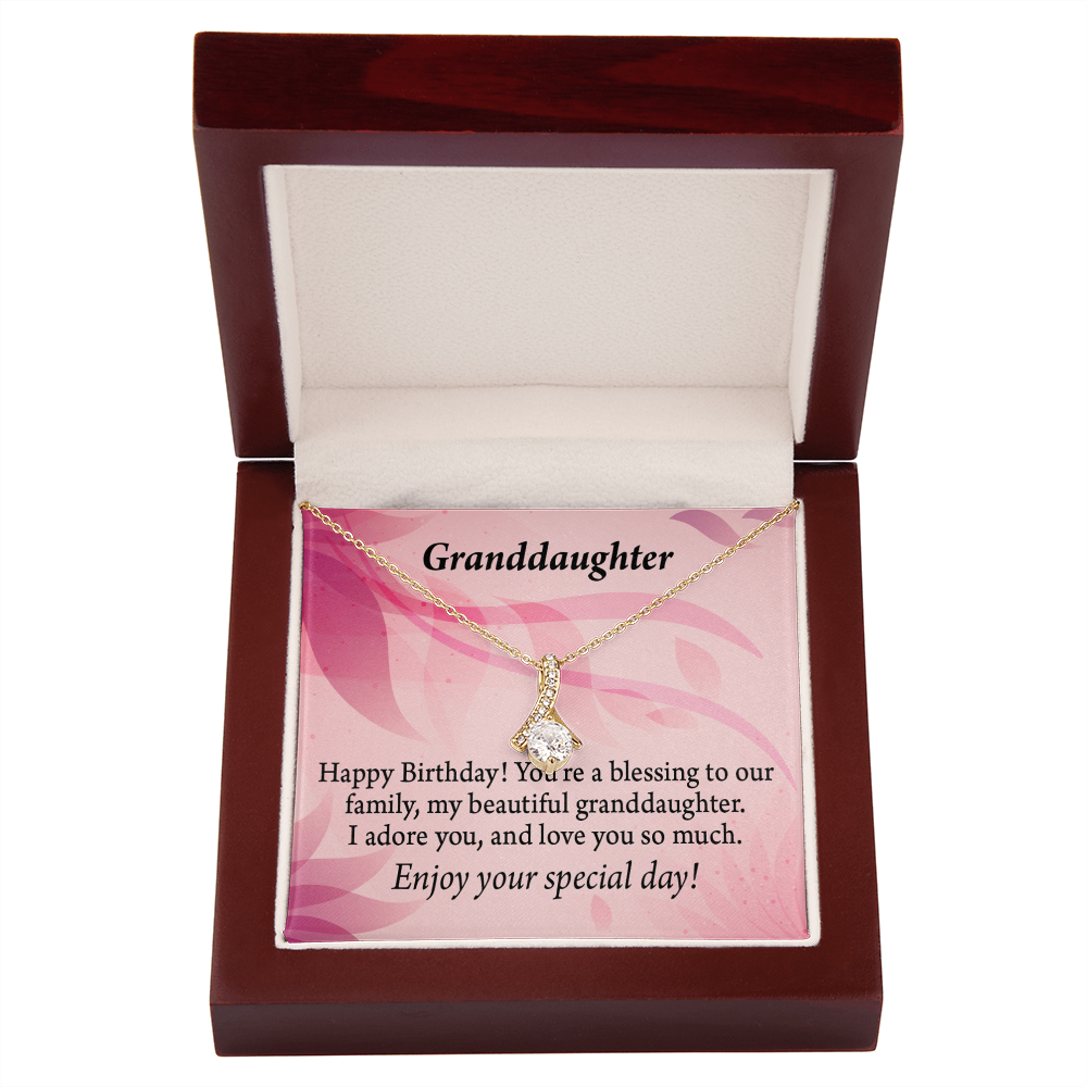 To My Granddaughter Birthday Granddaughter Alluring Ribbon Necklace Message Card-Express Your Love Gifts