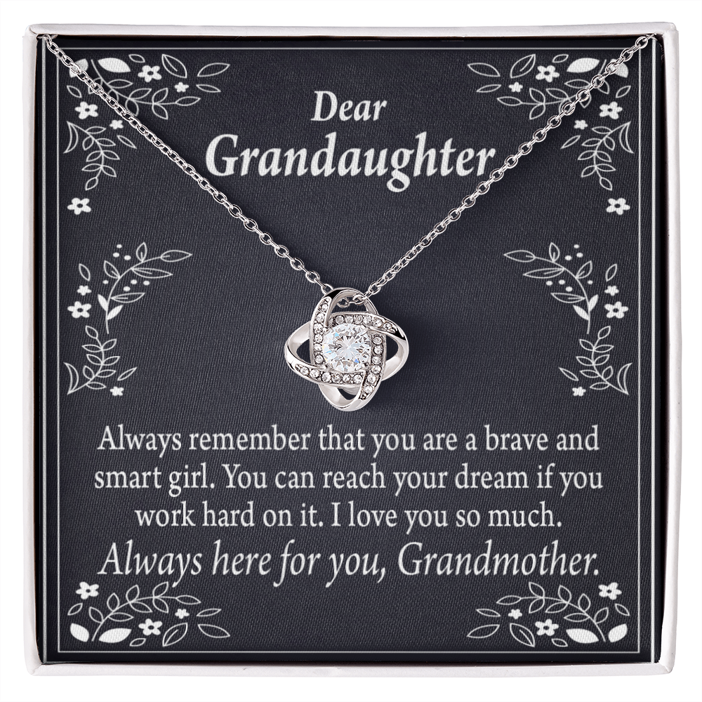 To My Granddaughter Brave and Smart Granddaughter From Grandma Infinity Knot Necklace Message Card-Express Your Love Gifts