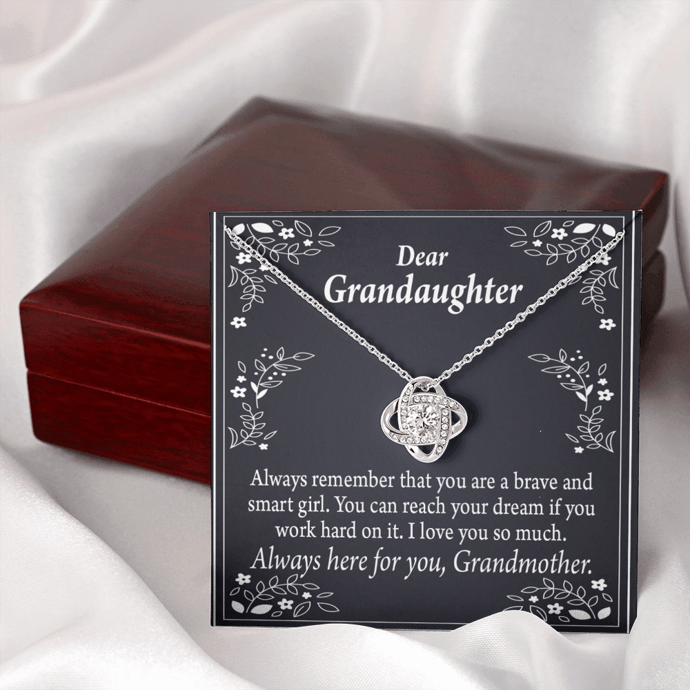 To My Granddaughter Brave and Smart Granddaughter From Grandma Infinity Knot Necklace Message Card-Express Your Love Gifts