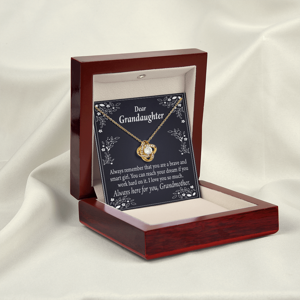 To My Granddaughter Brave and Smart Granddaughter From Grandma Infinity Knot Necklace Message Card-Express Your Love Gifts