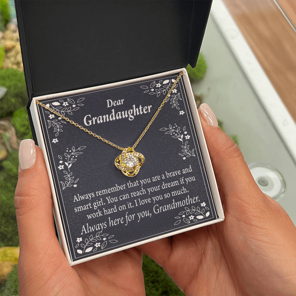 To My Granddaughter Brave and Smart Granddaughter From Grandma Infinity Knot Necklace Message Card-Express Your Love Gifts