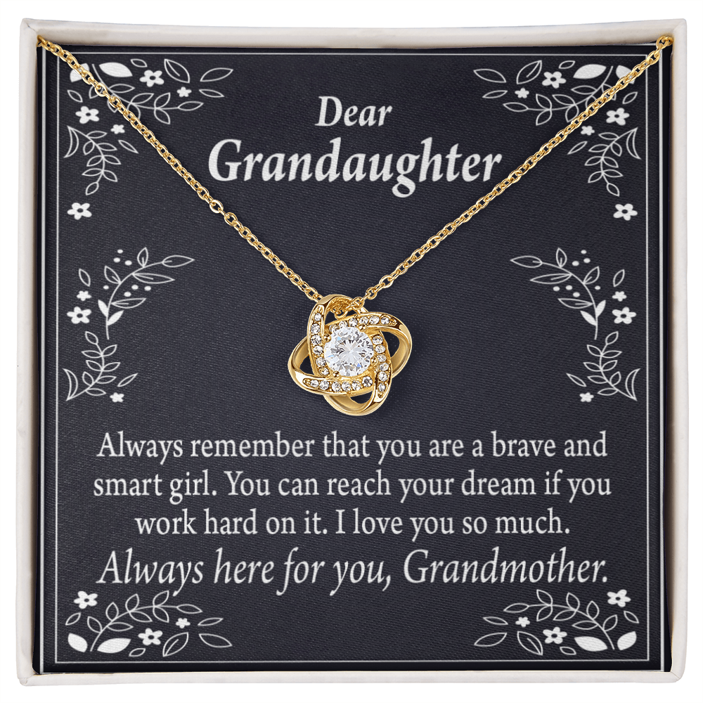 To My Granddaughter Brave and Smart Granddaughter From Grandma Infinity Knot Necklace Message Card-Express Your Love Gifts