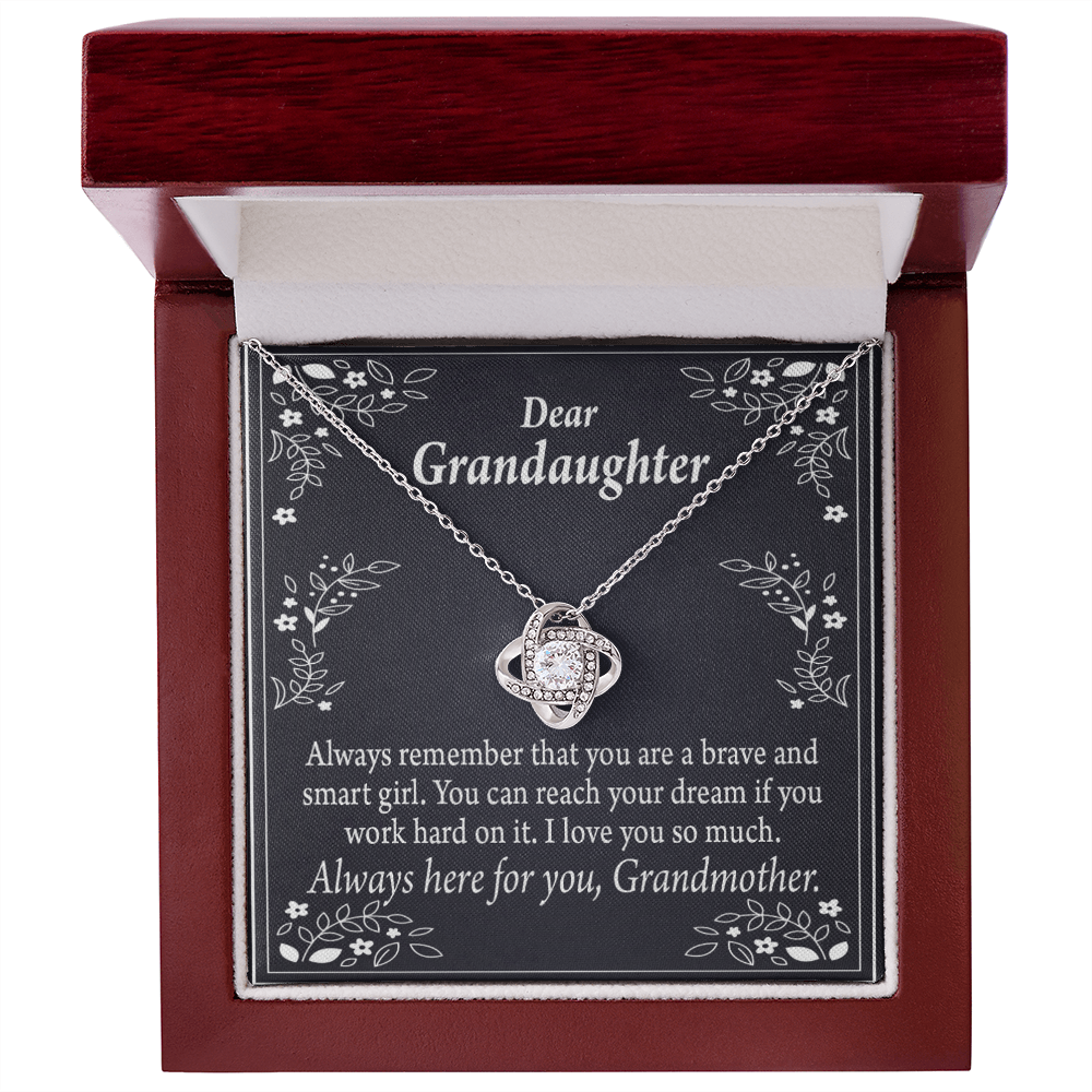 To My Granddaughter Brave and Smart Granddaughter From Grandma Infinity Knot Necklace Message Card-Express Your Love Gifts