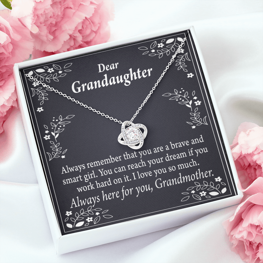 To My Granddaughter Brave and Smart Granddaughter From Grandma Infinity Knot Necklace Message Card-Express Your Love Gifts