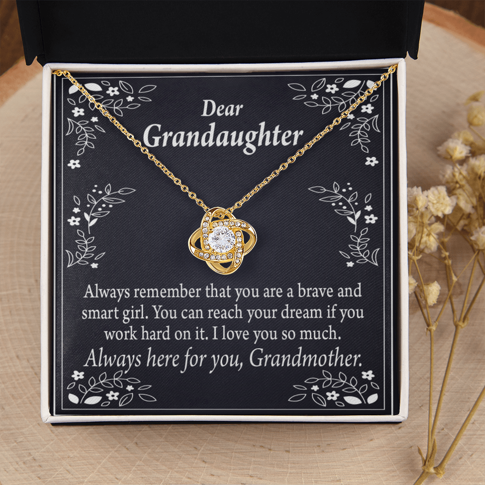 To My Granddaughter Brave and Smart Granddaughter From Grandma Infinity Knot Necklace Message Card-Express Your Love Gifts