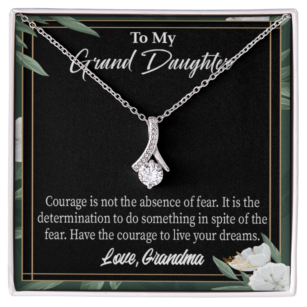 To My Granddaughter Encouragement from Grandma Alluring Ribbon Necklace Message Card-Express Your Love Gifts