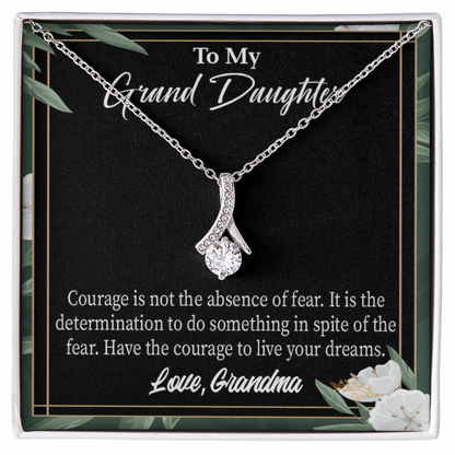 To My Granddaughter Encouragement from Grandma Alluring Ribbon Necklace Message Card-Express Your Love Gifts