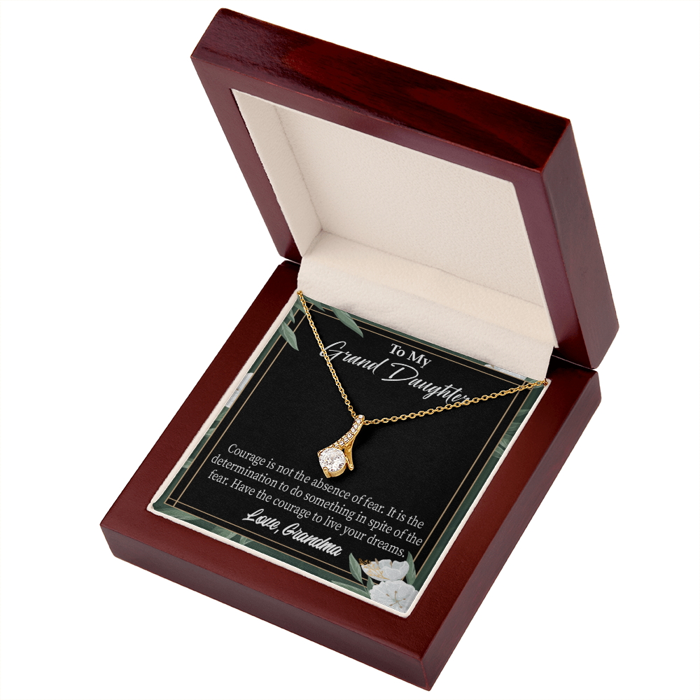 To My Granddaughter Encouragement from Grandma Alluring Ribbon Necklace Message Card-Express Your Love Gifts