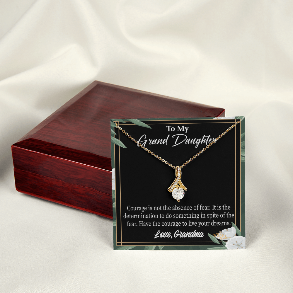 To My Granddaughter Encouragement from Grandma Alluring Ribbon Necklace Message Card-Express Your Love Gifts