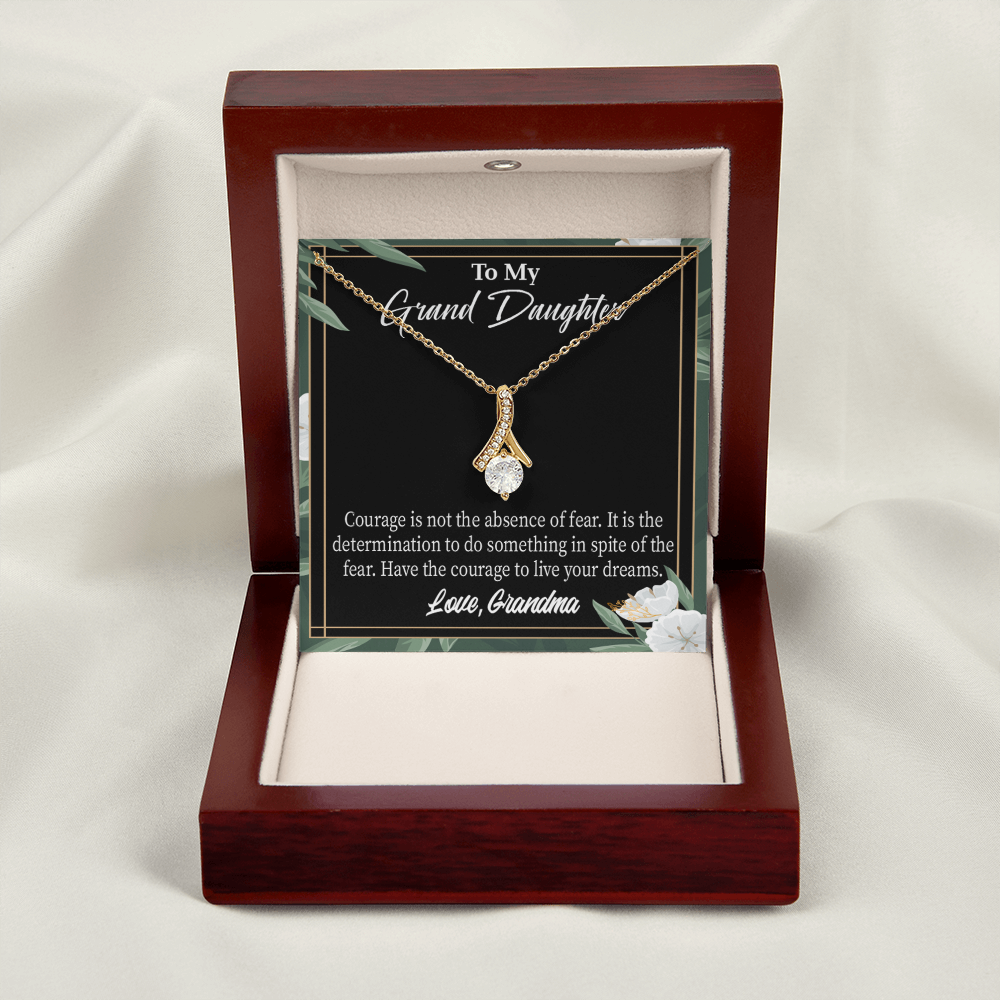 To My Granddaughter Encouragement from Grandma Alluring Ribbon Necklace Message Card-Express Your Love Gifts