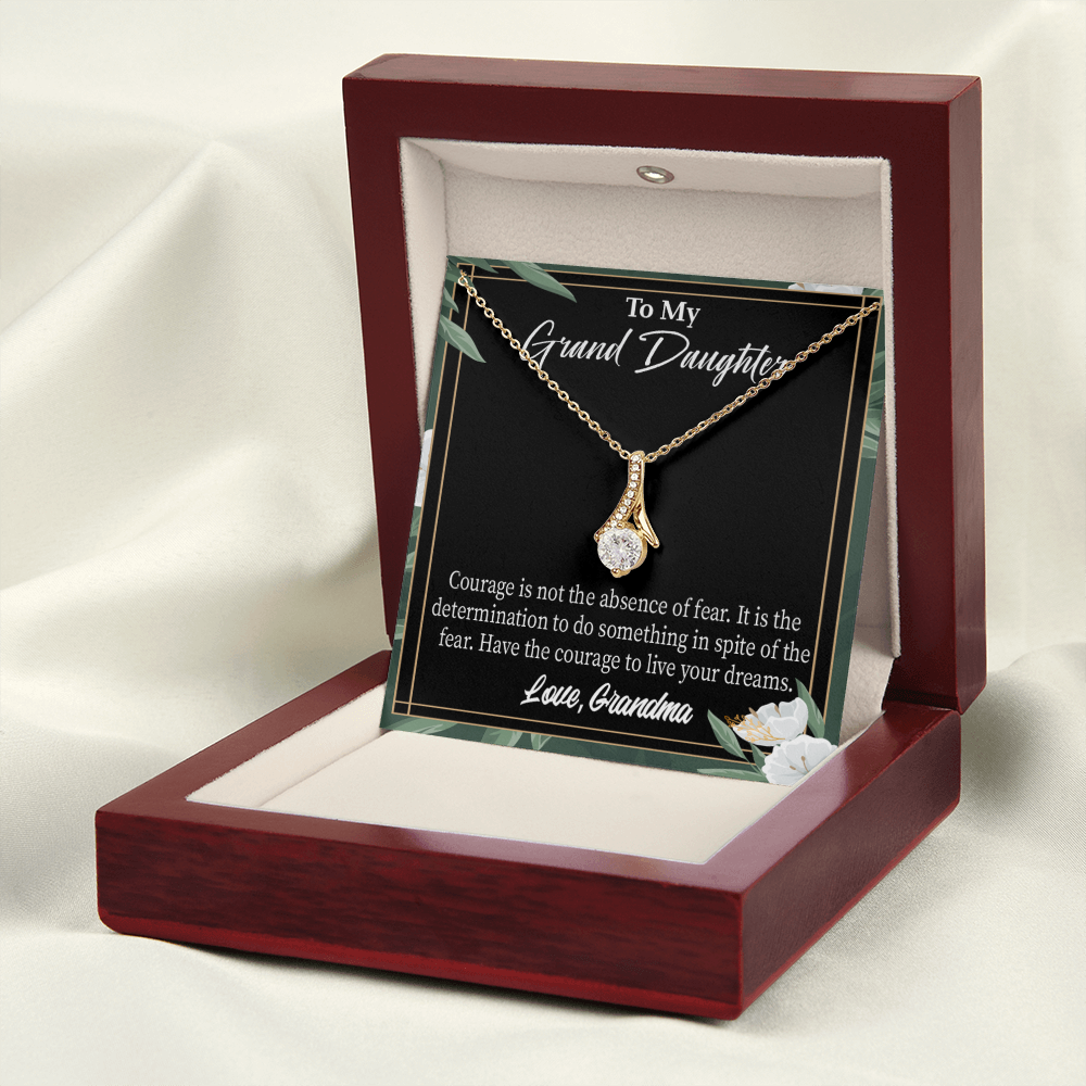 To My Granddaughter Encouragement from Grandma Alluring Ribbon Necklace Message Card-Express Your Love Gifts