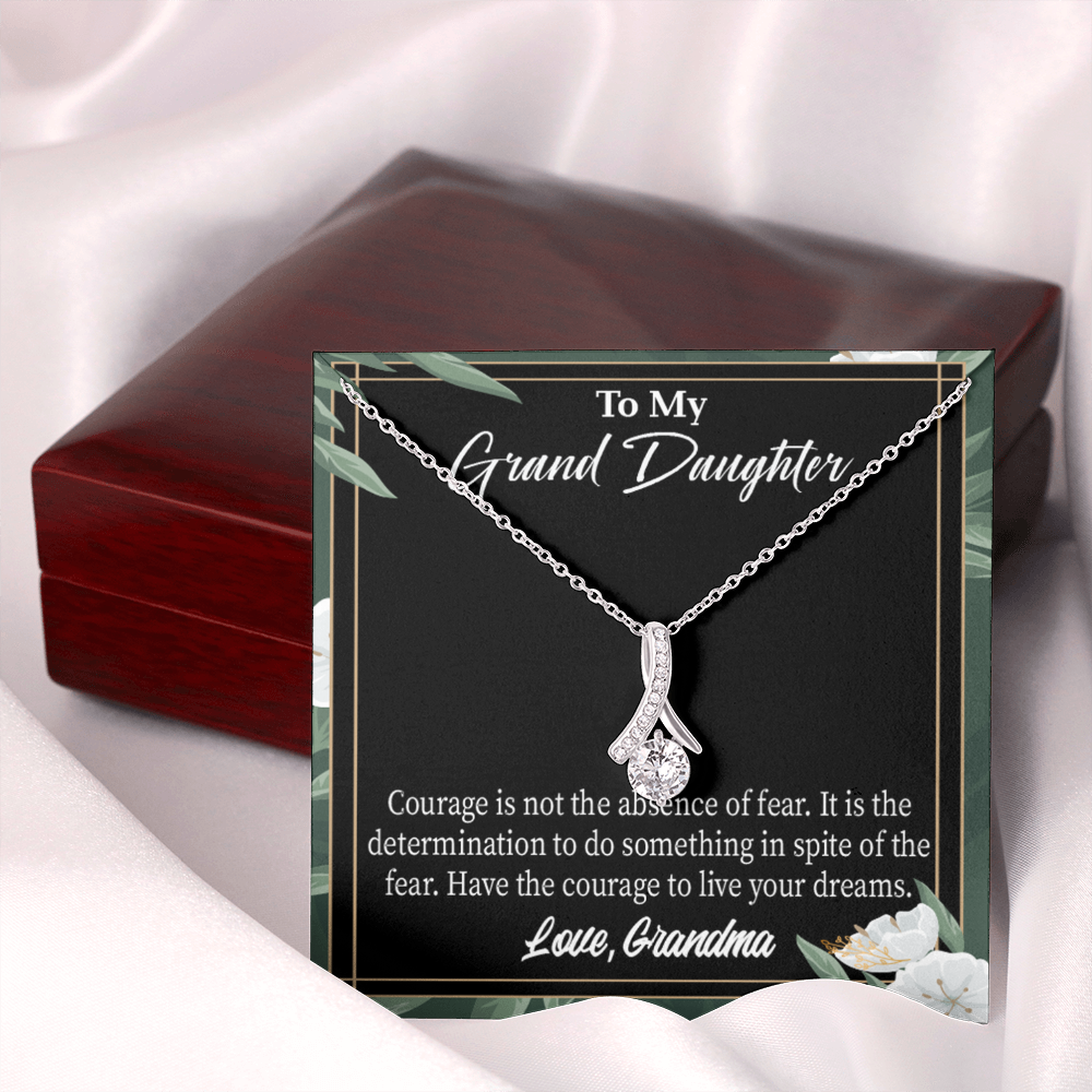 To My Granddaughter Encouragement from Grandma Alluring Ribbon Necklace Message Card-Express Your Love Gifts