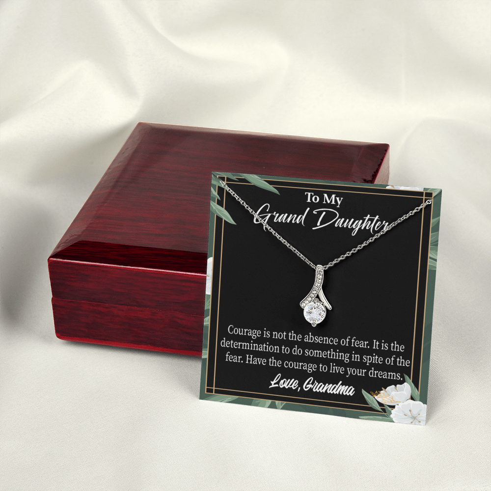To My Granddaughter Encouragement from Grandma Alluring Ribbon Necklace Message Card-Express Your Love Gifts