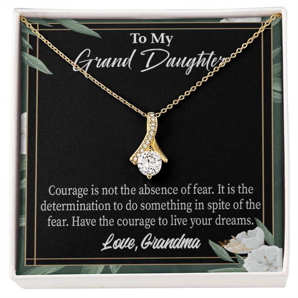To My Granddaughter Encouragement from Grandma Alluring Ribbon Necklace Message Card-Express Your Love Gifts