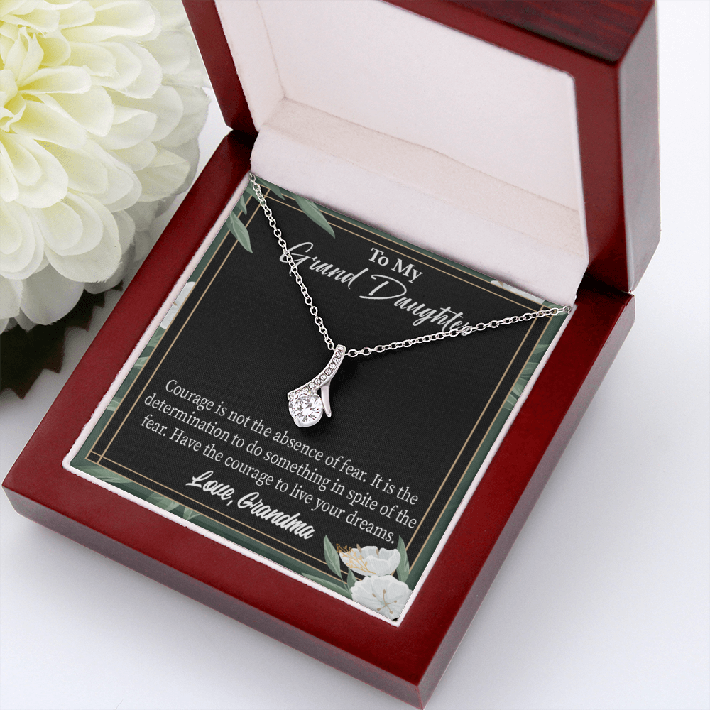 To My Granddaughter Encouragement from Grandma Alluring Ribbon Necklace Message Card-Express Your Love Gifts