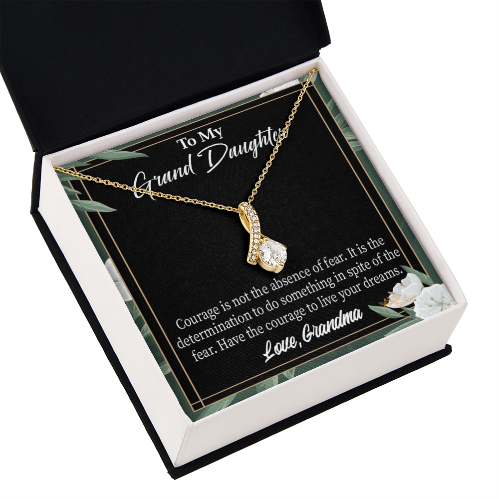 To My Granddaughter Encouragement from Grandma Alluring Ribbon Necklace Message Card-Express Your Love Gifts
