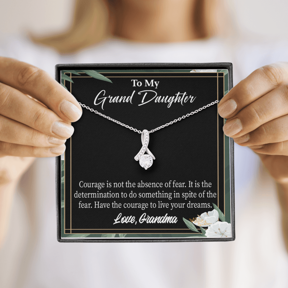 To My Granddaughter Encouragement from Grandma Alluring Ribbon Necklace Message Card-Express Your Love Gifts