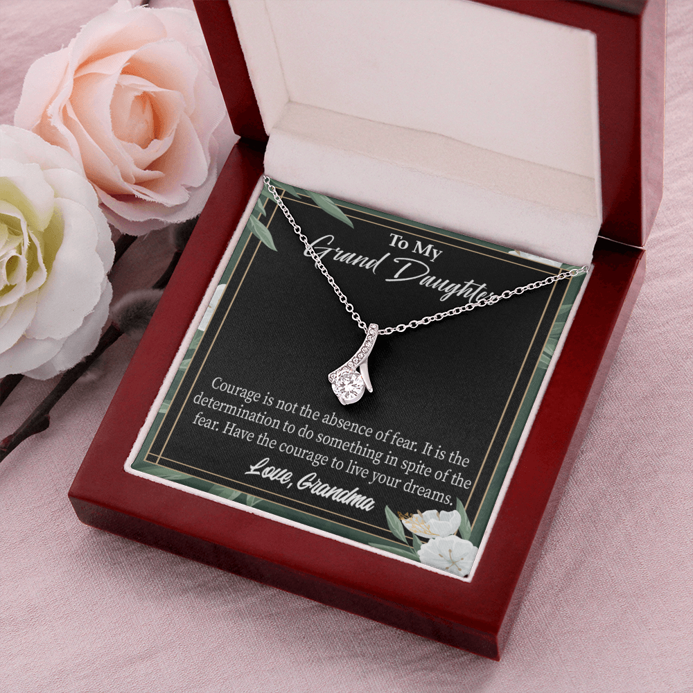 To My Granddaughter Encouragement from Grandma Alluring Ribbon Necklace Message Card-Express Your Love Gifts