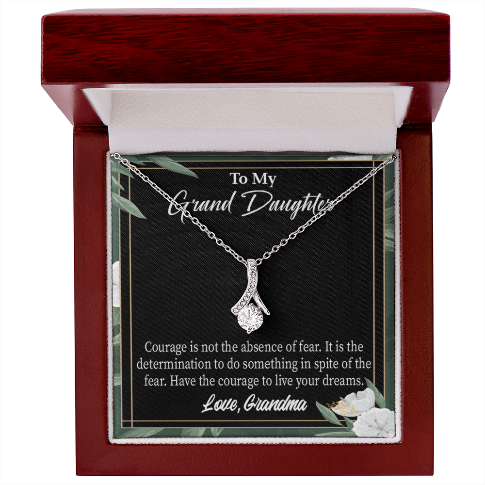 To My Granddaughter Encouragement from Grandma Alluring Ribbon Necklace Message Card-Express Your Love Gifts