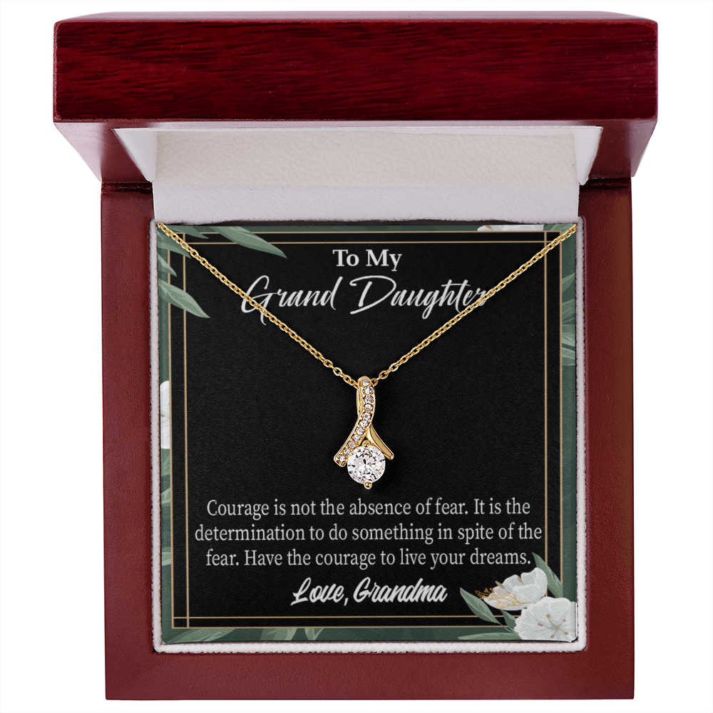 To My Granddaughter Encouragement from Grandma Alluring Ribbon Necklace Message Card-Express Your Love Gifts