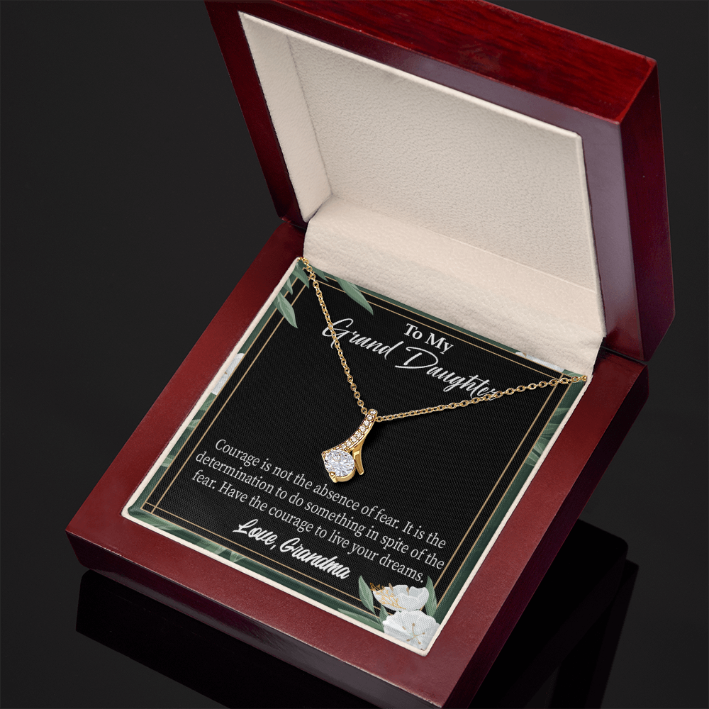 To My Granddaughter Encouragement from Grandma Alluring Ribbon Necklace Message Card-Express Your Love Gifts