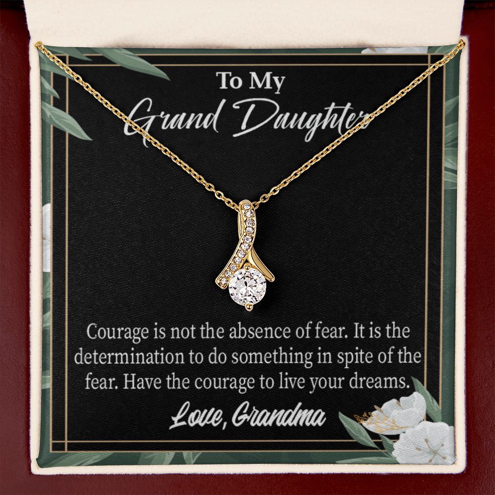 To My Granddaughter Encouragement from Grandma Alluring Ribbon Necklace Message Card-Express Your Love Gifts
