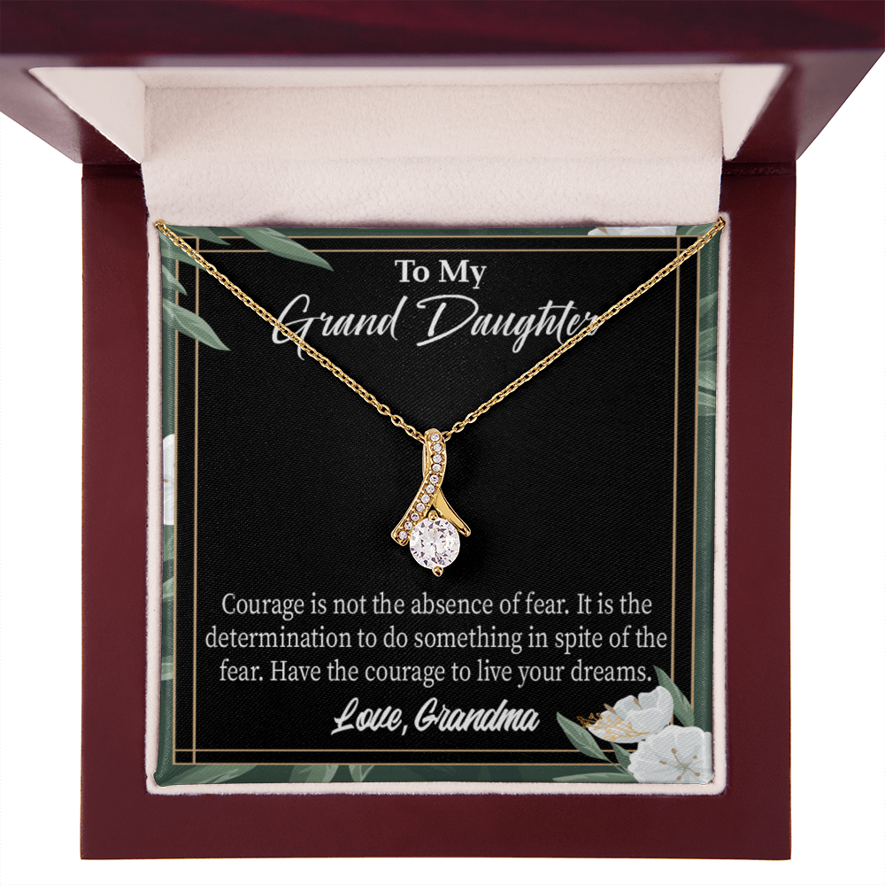 To My Granddaughter Encouragement from Grandma Alluring Ribbon Necklace Message Card-Express Your Love Gifts