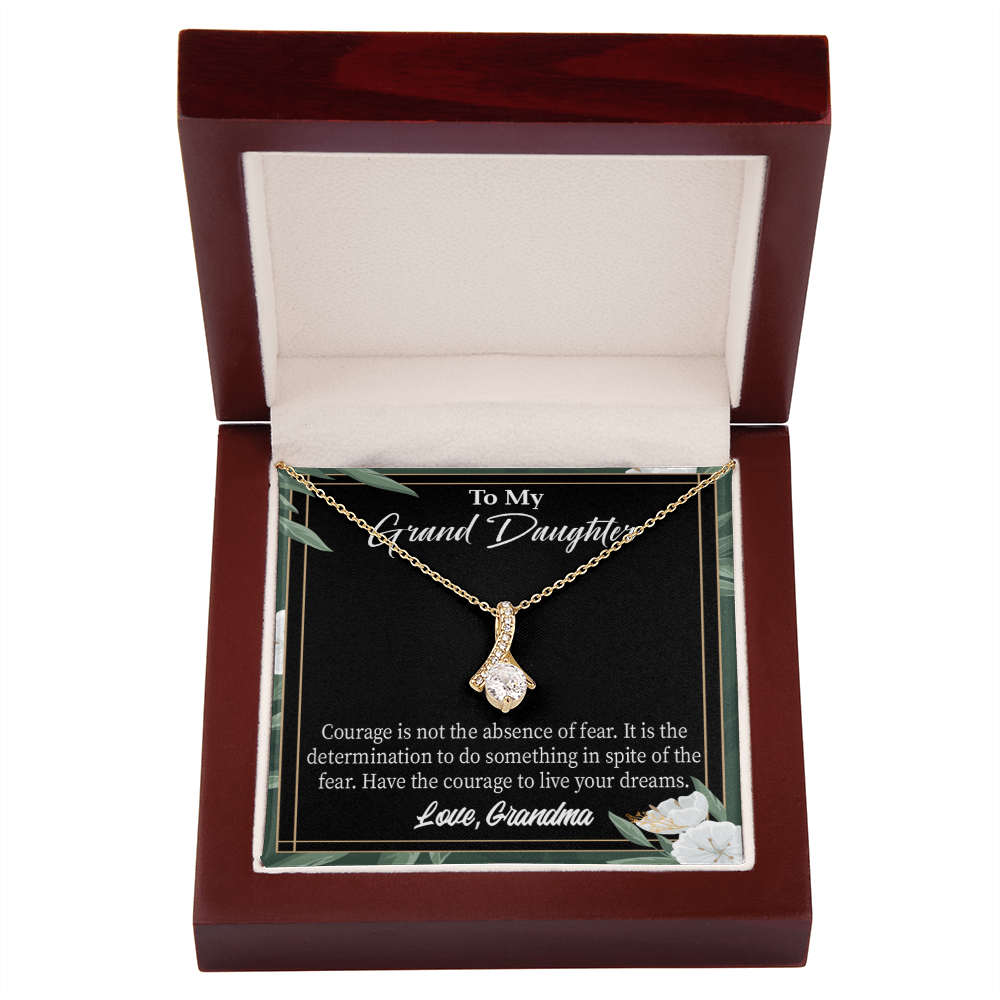 To My Granddaughter Encouragement from Grandma Alluring Ribbon Necklace Message Card-Express Your Love Gifts