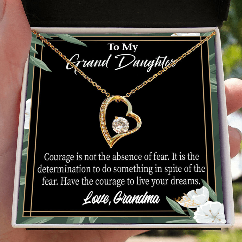To My Granddaughter Encouragement From Grandma Forever Necklace w Message Card-Express Your Love Gifts