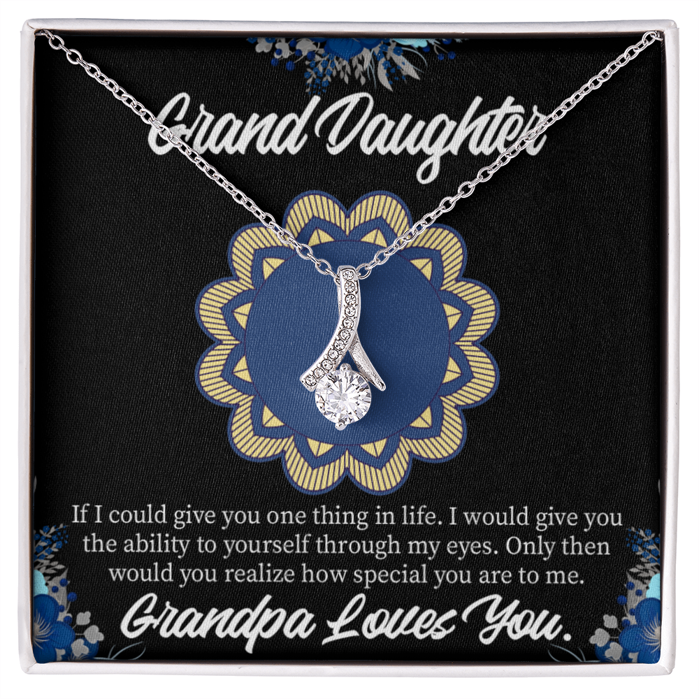 To My Granddaughter Encouragement from Grandpa Alluring Ribbon Necklace Message Card-Express Your Love Gifts
