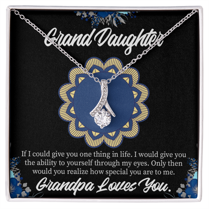 To My Granddaughter Encouragement from Grandpa Alluring Ribbon Necklace Message Card-Express Your Love Gifts