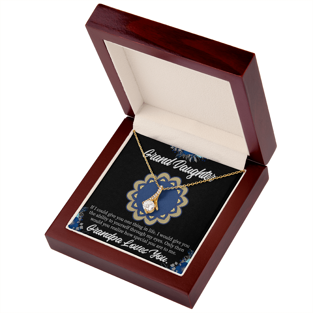 To My Granddaughter Encouragement from Grandpa Alluring Ribbon Necklace Message Card-Express Your Love Gifts