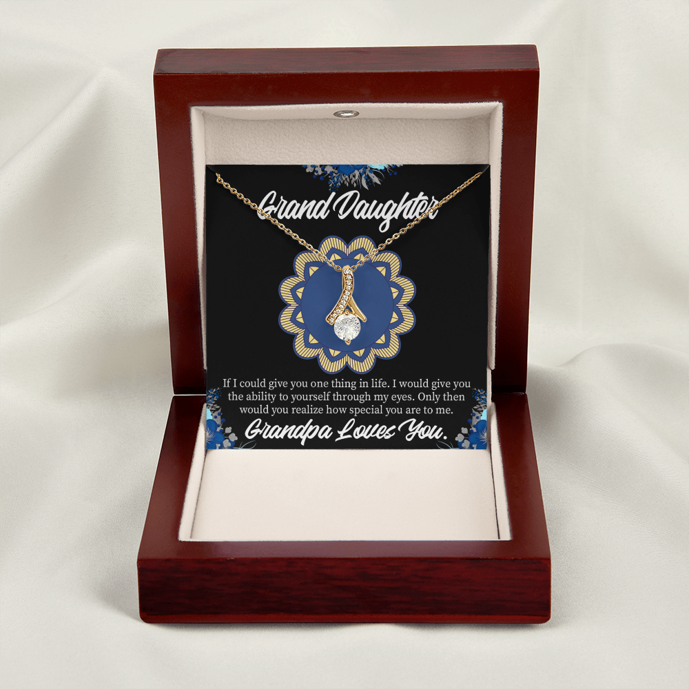 To My Granddaughter Encouragement from Grandpa Alluring Ribbon Necklace Message Card-Express Your Love Gifts