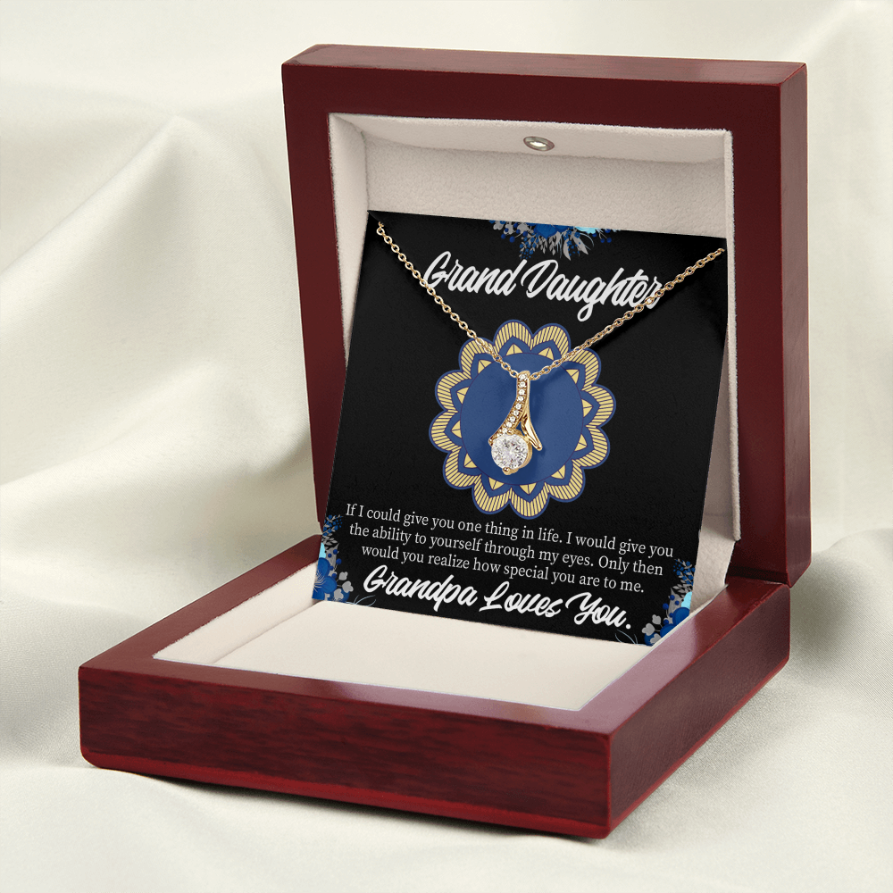 To My Granddaughter Encouragement from Grandpa Alluring Ribbon Necklace Message Card-Express Your Love Gifts