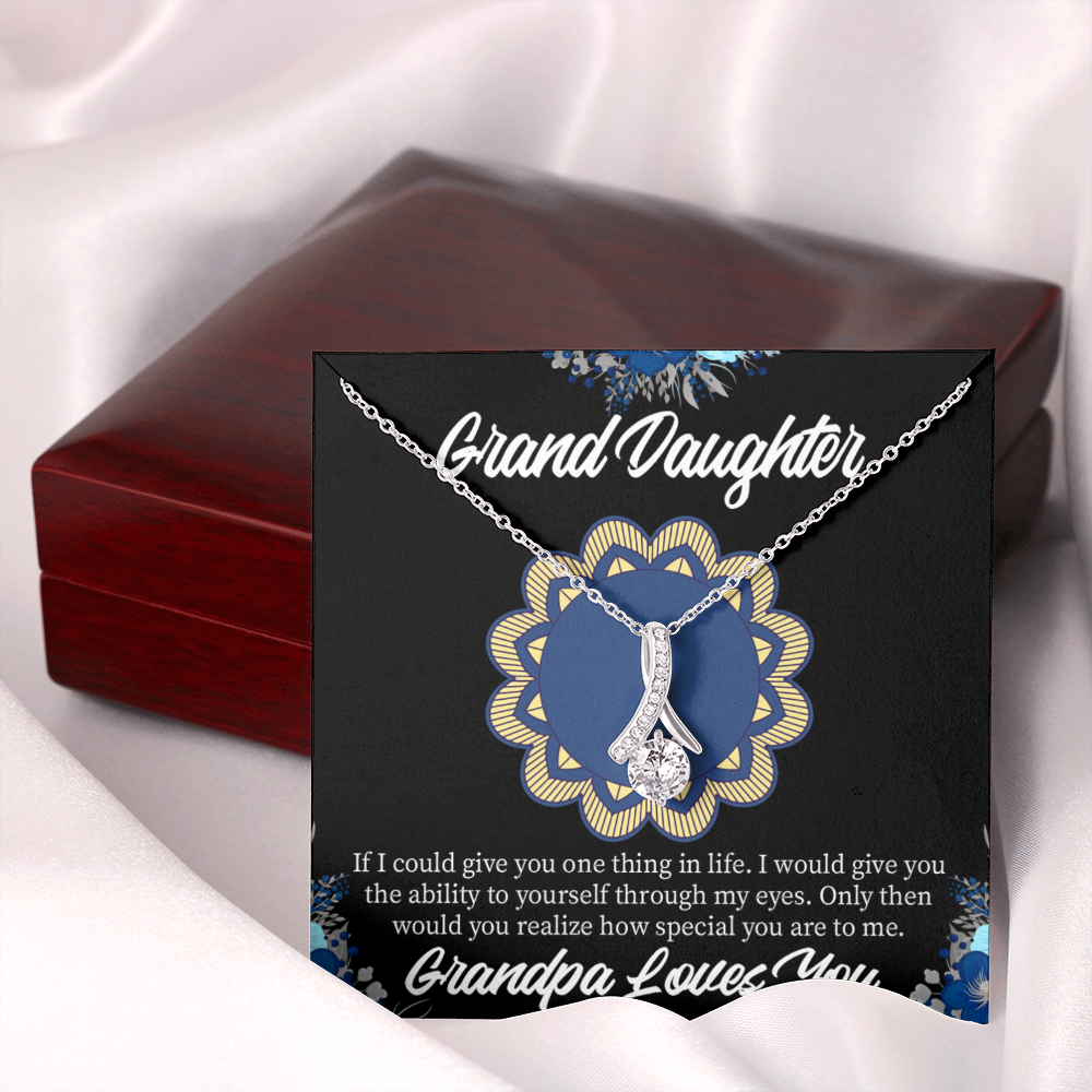 To My Granddaughter Encouragement from Grandpa Alluring Ribbon Necklace Message Card-Express Your Love Gifts