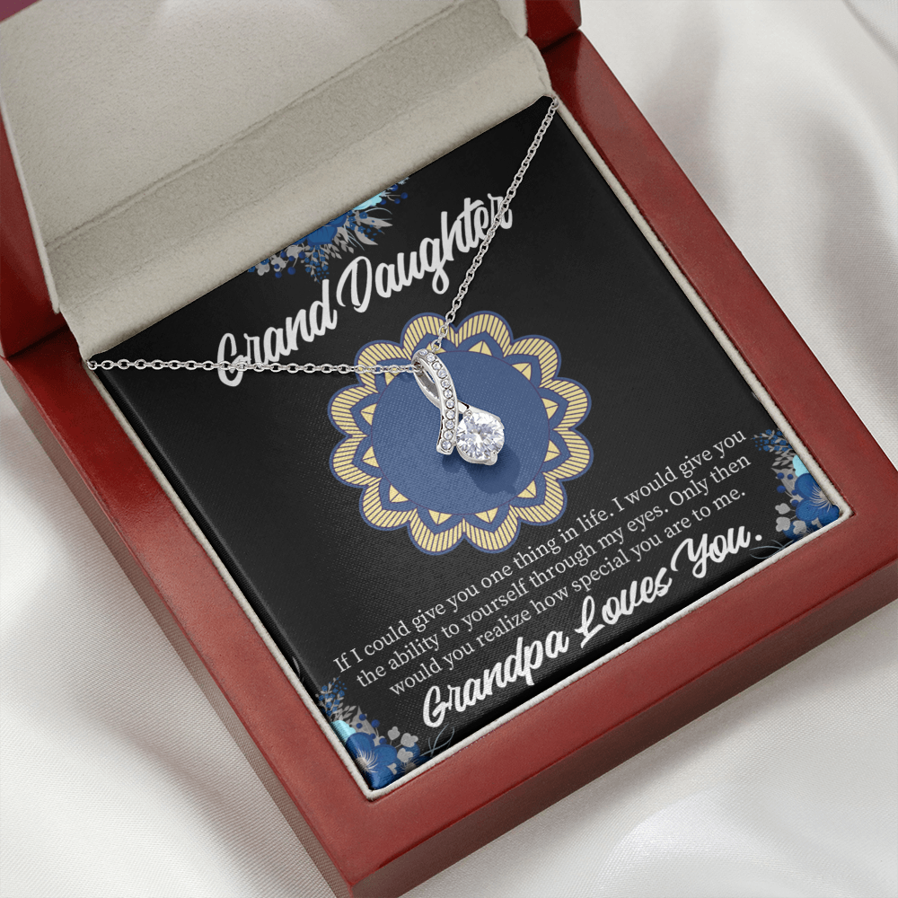 To My Granddaughter Encouragement from Grandpa Alluring Ribbon Necklace Message Card-Express Your Love Gifts